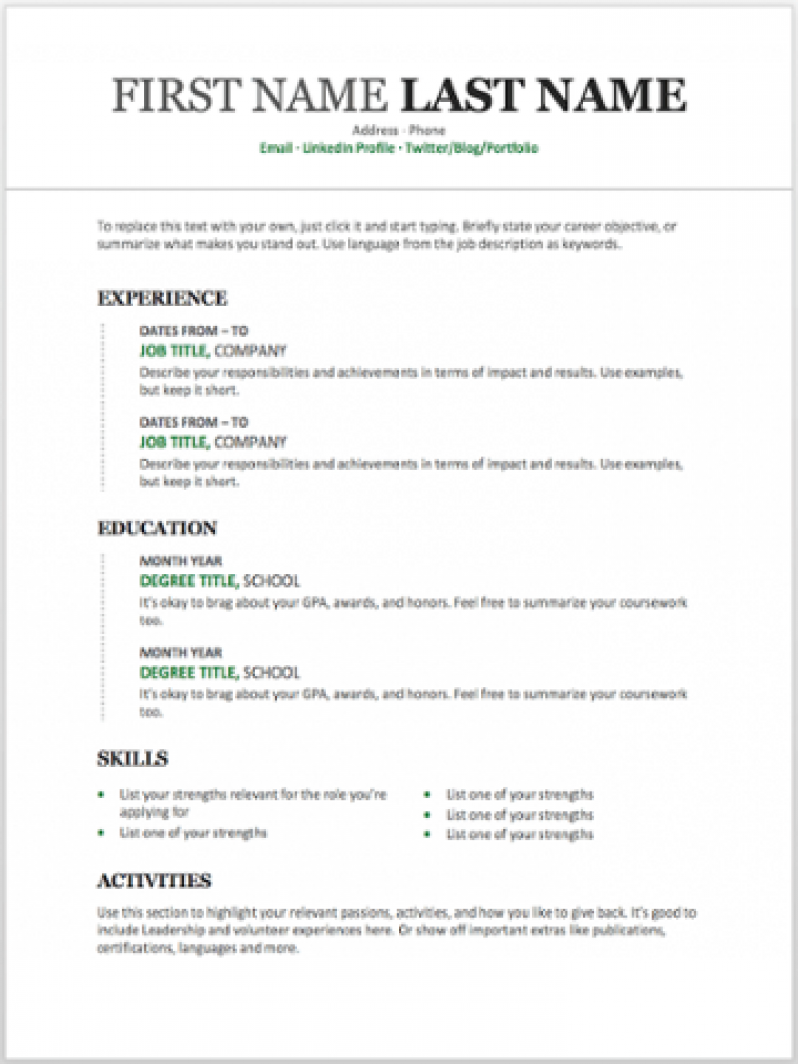 resume template free word download